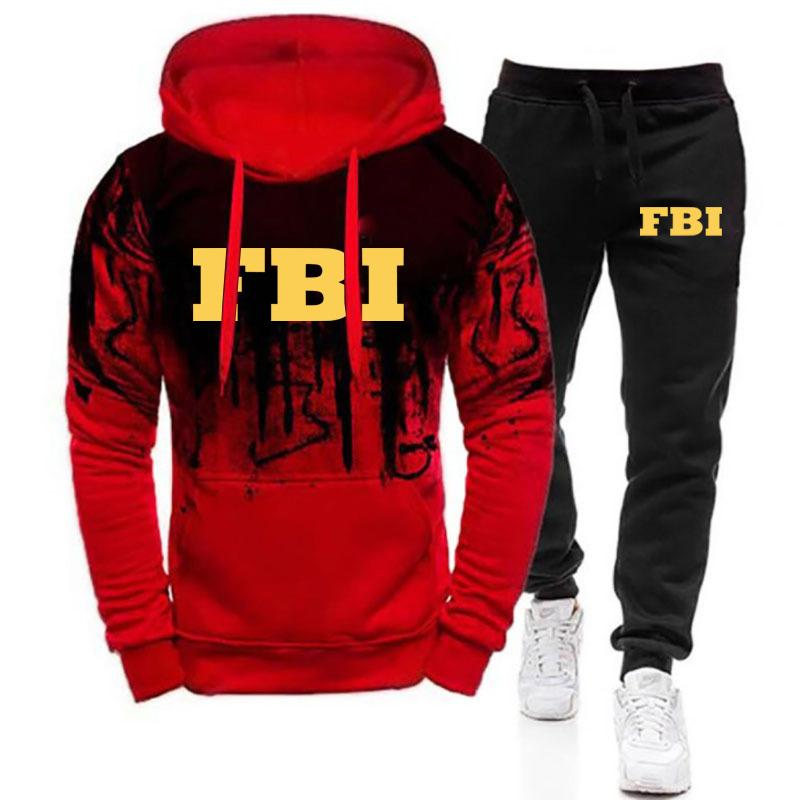 FBI женские весенние и осенние принтованные спортивные штаны с капюшоном спортивная одежда градиент удобные толстовки спортивный костюм 2 предмета костюмы