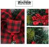 Cross-border Red & Black Plaid Christmas Wreath with Bow & Artificial Berries - Country Style Door Decor