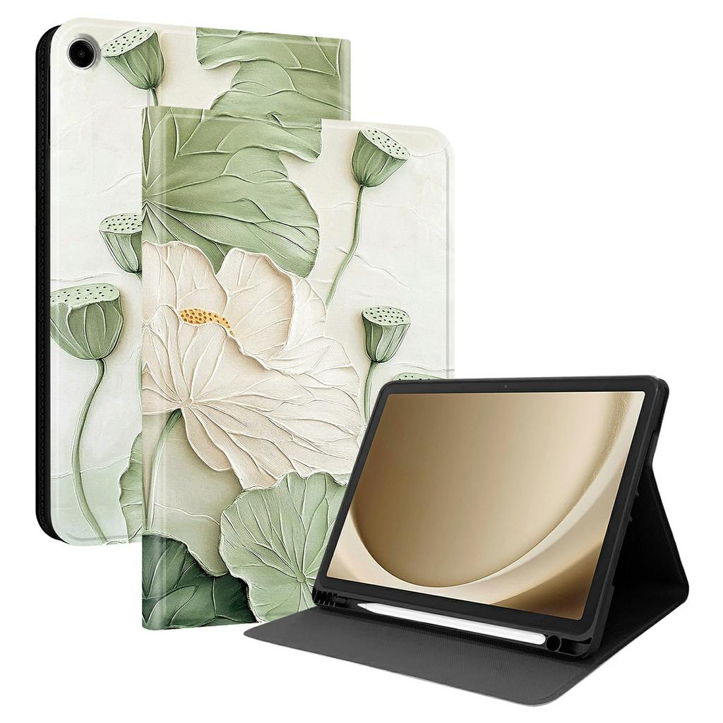 Чехол из ПУ кожи для Samsung Galaxy Tab A11+ / Tab A9+ с принтом, чехол-подставка для планшета со слотом для стилуса (Стилус не входит в комплект)