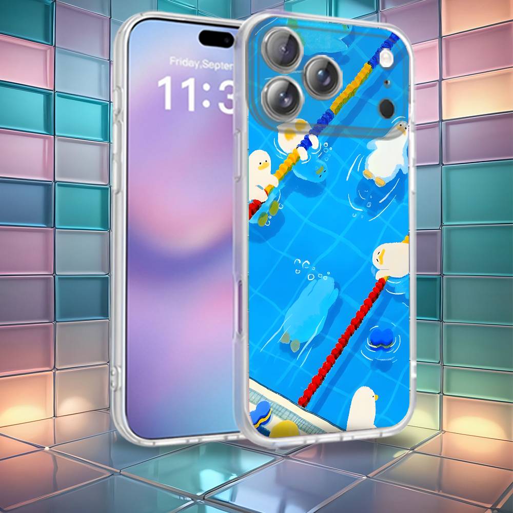 Cute Cartoon Duck Design Kawaii Phone Case For iPhone 16,14,11,17,13,15,12,Air,Plus,Pro,Max,E,Mini Frosted for Magnetic Wireless