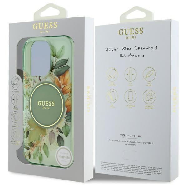 Guess Guhmp16Lhfwbdcen Iphone 16 Pro 6.3 Zielony/Green Hardcase Iml Flower & Tonal Circle Magsafe