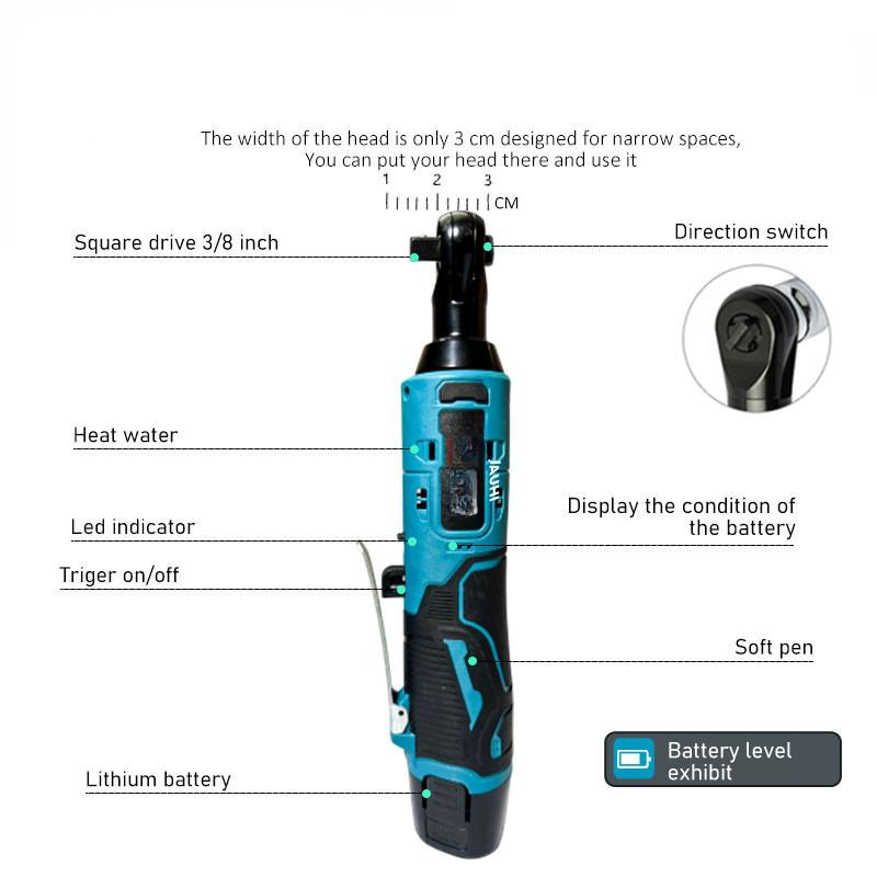 3/8-дюймовый беспроводной портативный ударный гайковерт, перезаряжаемый электрический гайковерт, угловые храповые ключи, ударный гайковерт, электроинструмент