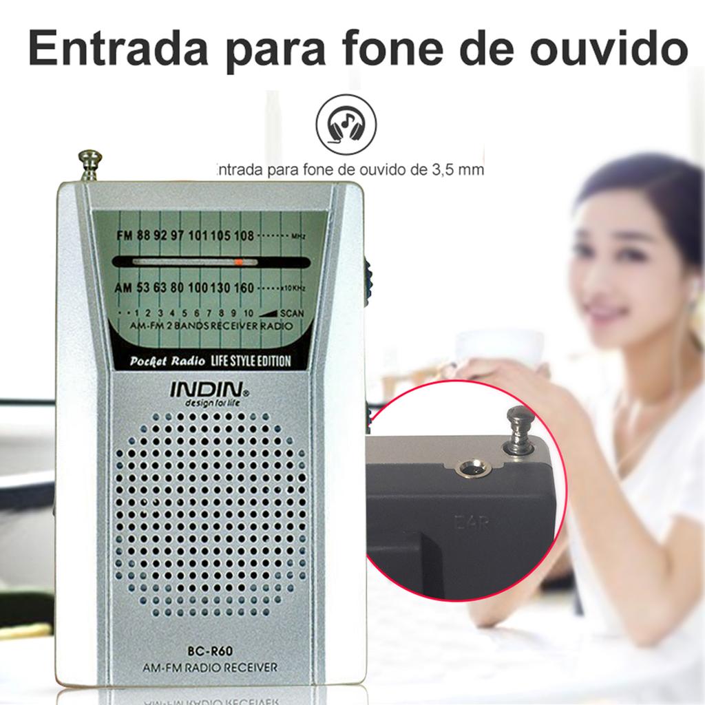 BC-R60 Портативный AM/FM-радиоприемник, карманный двухдиапазонный радиоплеер с антенной и встроенным динамиком для пожилых людей