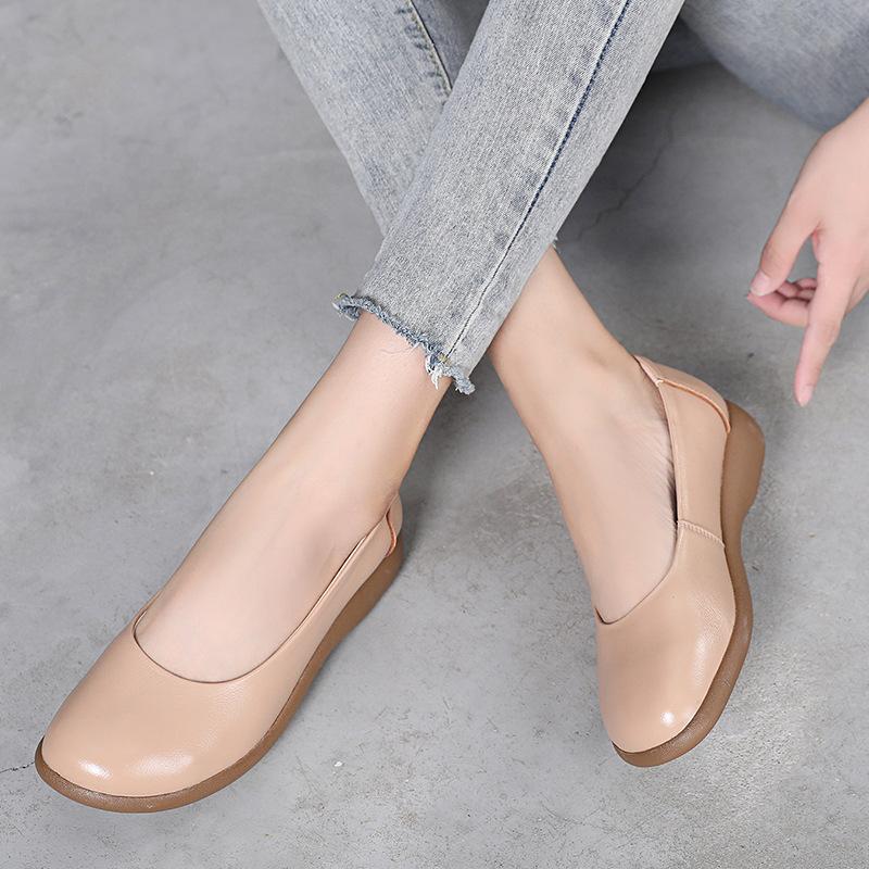 Женские туфли на плоской подошве, слипоны, белый верх из коровьей кожи, для беременных женщин, универсальная и удобная женская обувь с мягкой подошвой