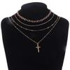 Stacked Cross Pendant Thin Chain Multi Layer Prayer Necklace  Jewelry Accessories