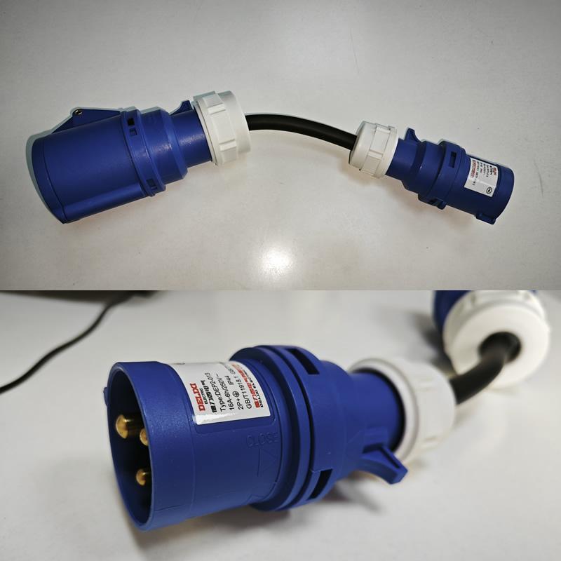 JIGU Industrial Plug Adapter Connector Single Phase Blue 32A 3 Pin Female to 16A 3 Pin Male 7kw to 3.5kw For EV Charging Adapter