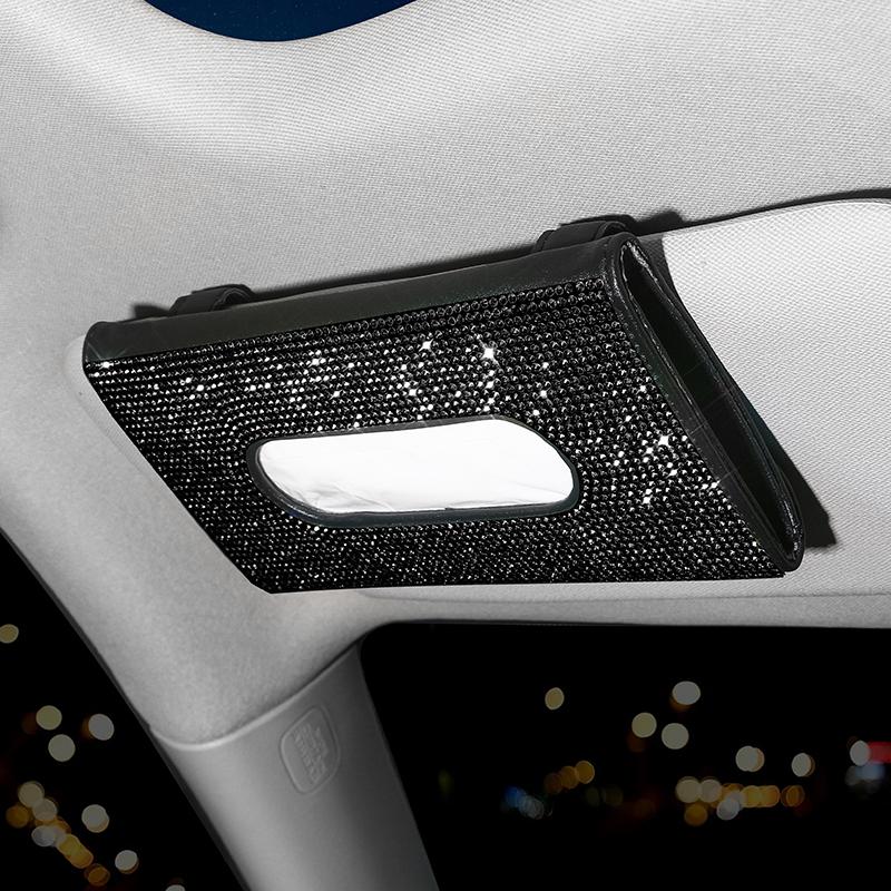 Универсальная кристальная автомобильная коробка для салфеток, держатель для салфеток на солнцезащитный козырек, автомобильный скучный розовый декор, блестящий держатель для бумажных полотенец, аксессуары для девочек