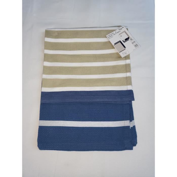 Torchons - Regate - Lot De 2 - Coton Rayé Et Nid D'abeille - 50 X 70 Cm - Absorbants