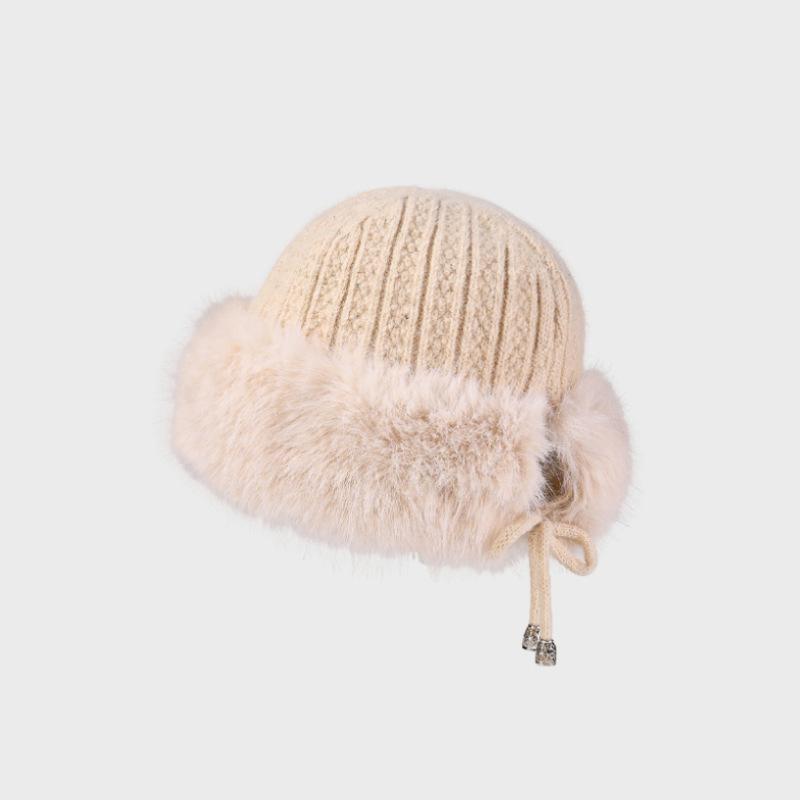 Knitted Hat Women's Autumn Winter Ear Protection Rabbit Plush Wool Hat