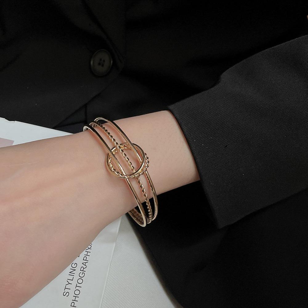 Железные браслеты-манжеты Золотой Серебряный Преувеличенный браслет Уникальный широкий открытый браслет Девушки