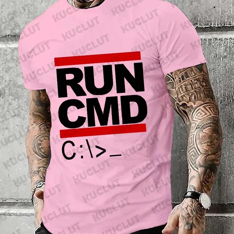 Мужские футболки Run Cmd Computer Programmer футболки забавный подарок на день рождения для мужчины бойфренда мужа лето 2024 футболка с коротким рукавом