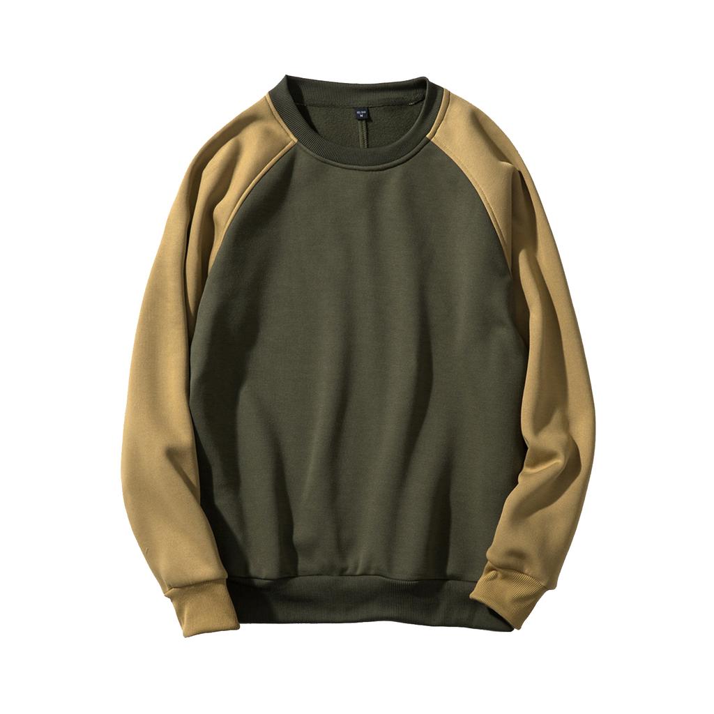 Men's And Women's Casual Color-blocked American Retro Round-neck Hoodie, Men's Long-sleeved Base Layer And Pullover Hoodie