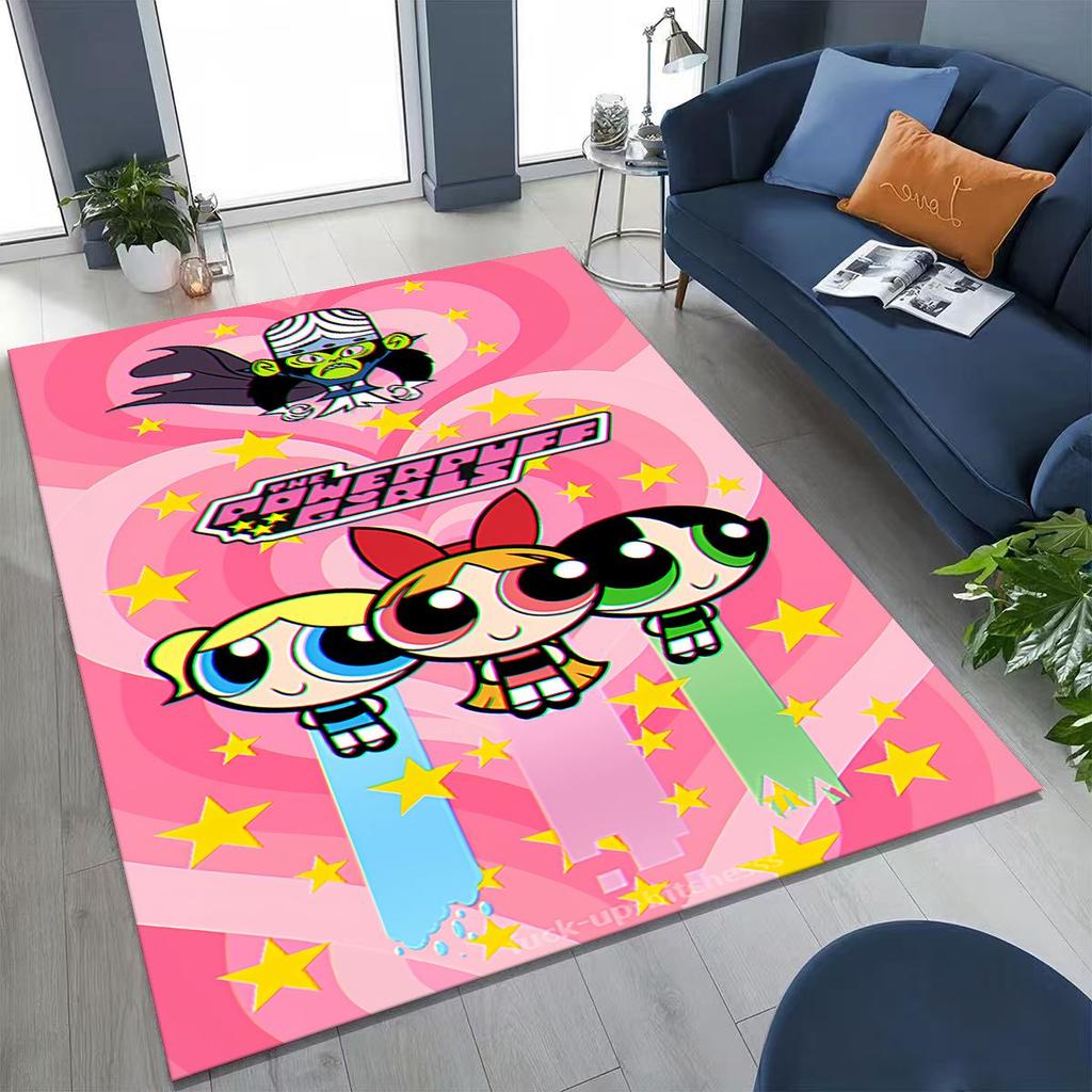 Мультяшный P-Powerpuff Girl Милый Арт Ковер Коврик для Спальни Гостиной Дивана Домашний Придверный Коврик Декор, Большой Детский Нескользящий Напольный Коврик
