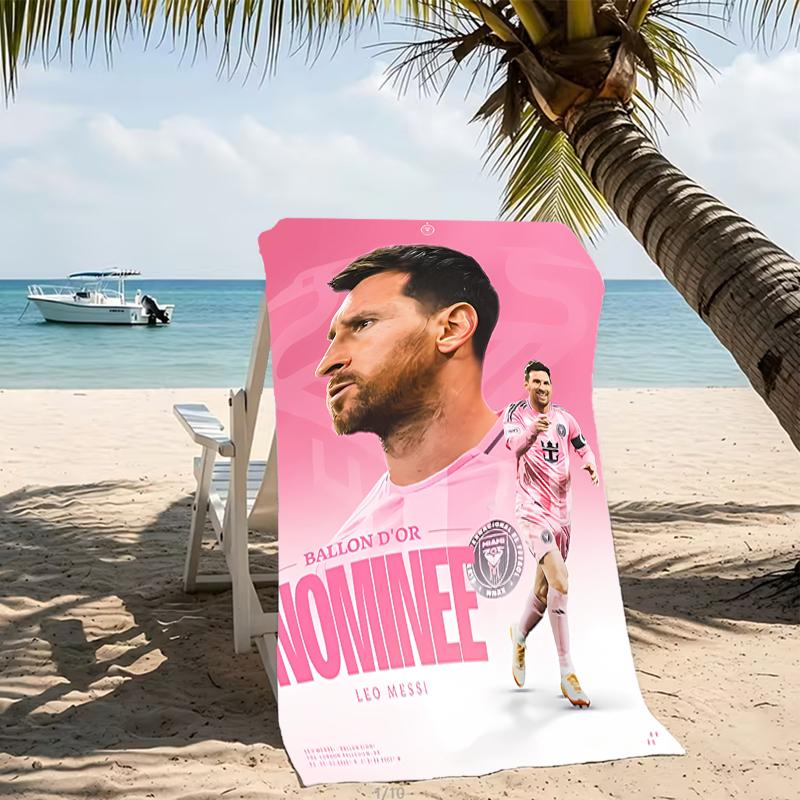 Пляжное полотенце с узором Inter Miami CF - мягкое, впитывающее, можно стирать в машине, легкое и современное, для плавания, незаменимое в путешествии