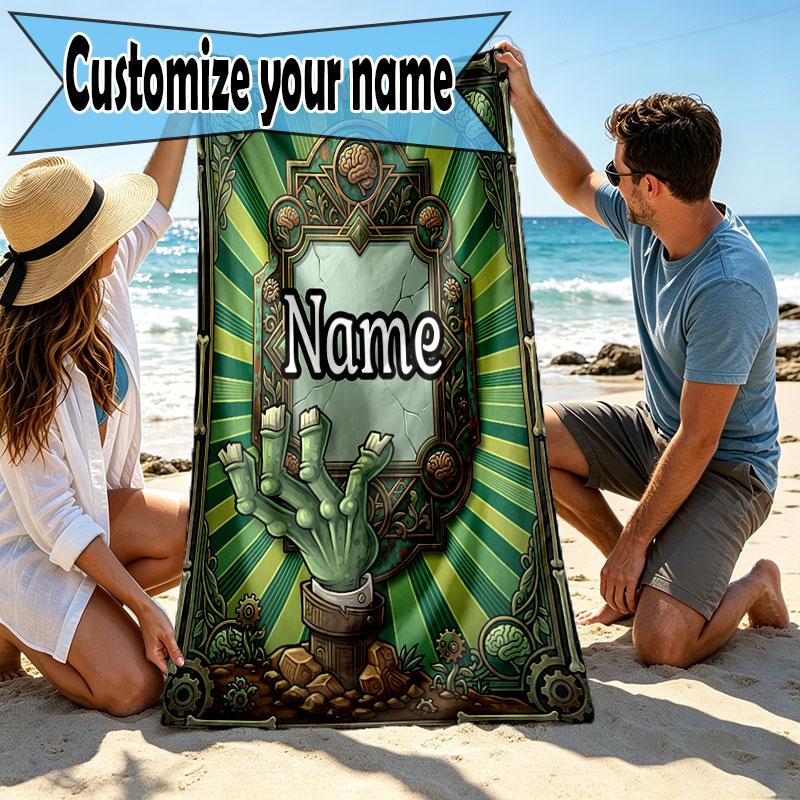 Custom Name Personalized Plants vs. Zombies Print Beach Towel, for Trip Camping Beach Party Home Decor, Birthday Gift for Family & Friends