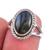 Ювелирное кольцо из чистого серебра 925 пробы с натуральным лабрадоритом S.5.5 v7q08