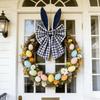 40cm Easter Bunny Ears Wreath Bow Rustic Buffalo Plaid Easter Bows for Wreaths Spring Holiday Fabric Decorative Bow for Tree Topper