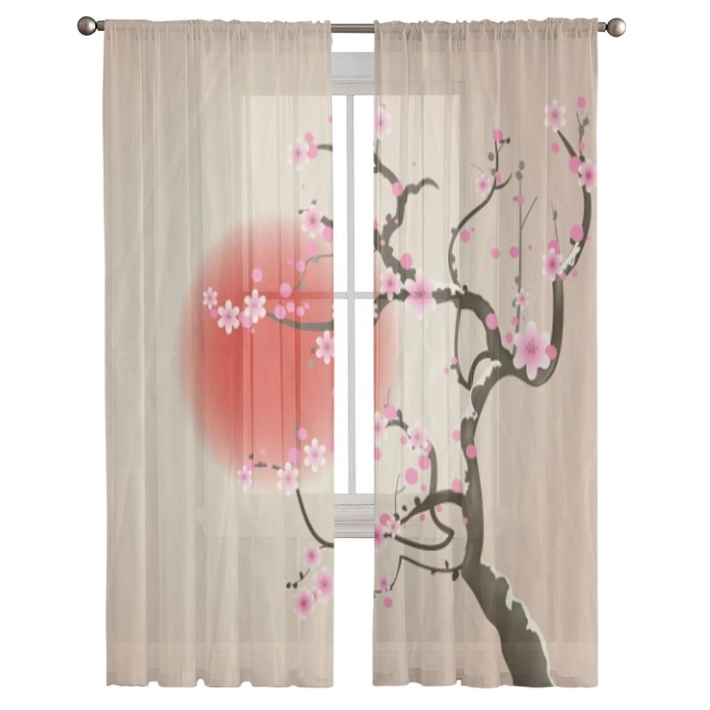 Розовые прозрачные шторы Dream Cherry Blossom для девочек, детей, спальни, кухни, оконные шторы, украшение для дома