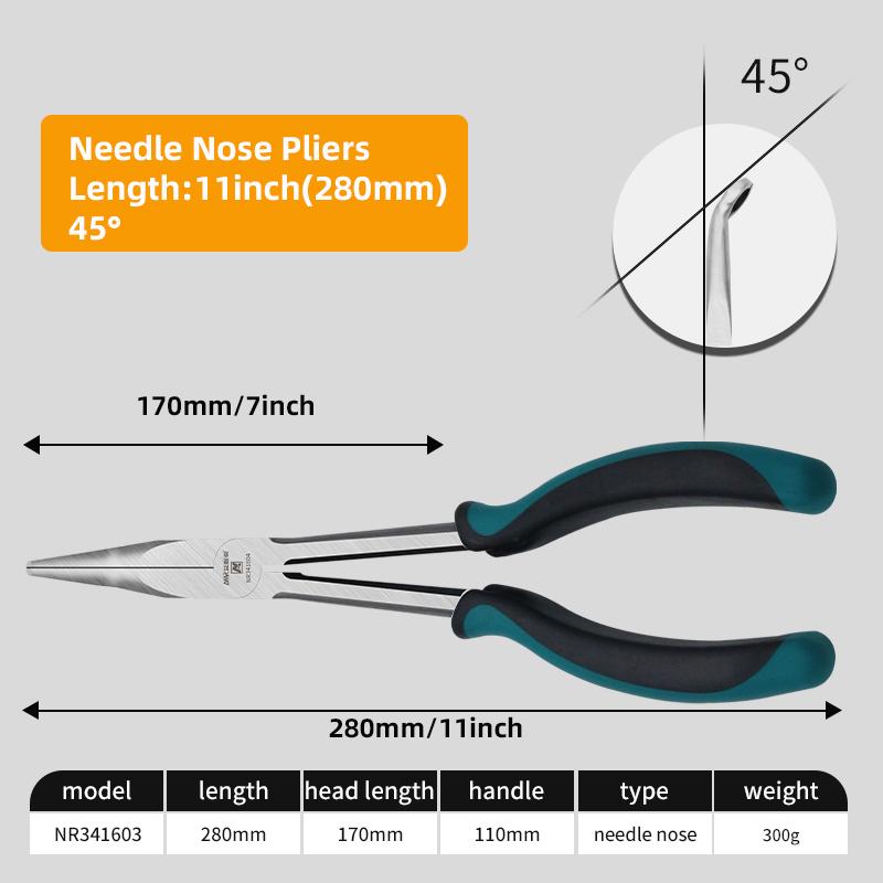 AMR 3pcs 4pcs5pcs Needle Nose Pliers Long Reach Straight Pliers 25°/45°/90° Bent Nose Pliers O-Shaped Plier Circle for Machinist