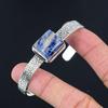 Birthday Gift For Her Natural Sodalite Gemstone Bangle Adjustable 925 Silver