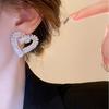 Серебряные серьги-гвоздики с цирконием в форме сердца: Роскошный, Изысканный Дизайн в Европейско-Американском Стиле