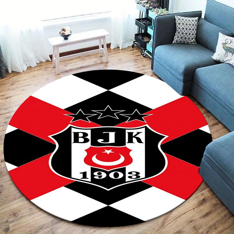 Besiktas Gymnastics Club Round Area Rug,Carpet Rug for Living Room Bedroom Sofa Playroom Decor,Non-slip Floor Mat