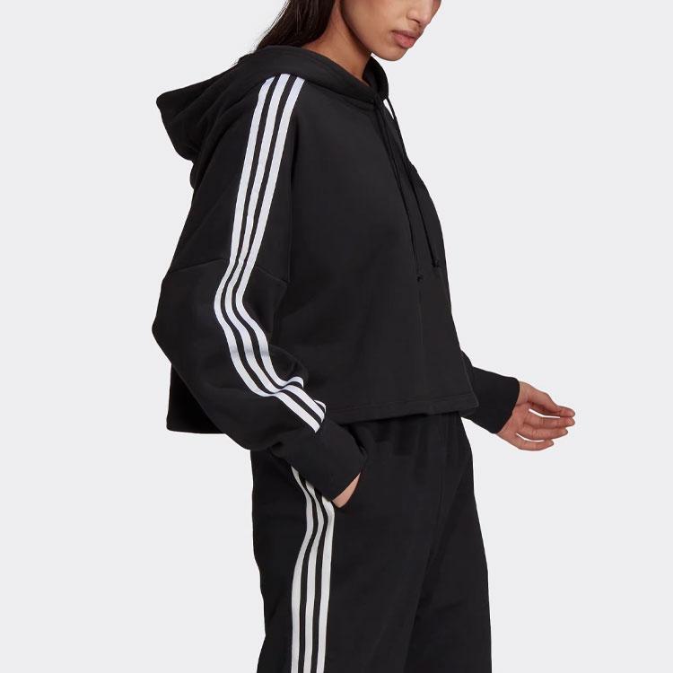 Adidas Укороченная толстовка Originals Color Block Casual Sports Hoodie Женские толстовки с капюшоном черного цвета GN3100