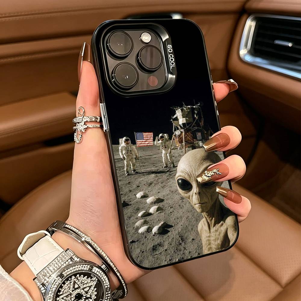 Уникальный Космический НЛО A-Инопланетянин-ES Чехол для Телефона для iPhone 17,16,15,14,13,12,11 Plus Pro Max Цветной Серебристый Чехол для Телефона