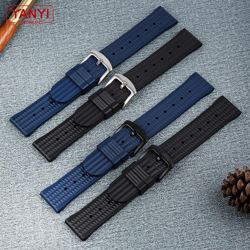 Ремешок для часов из фторкаучука 20 мм 22 мм, пылезащитный резиновый браслет для Omega Seiko, Huawei, Samsung, ремешок для часов, брендовый спортивный ремешок для часов