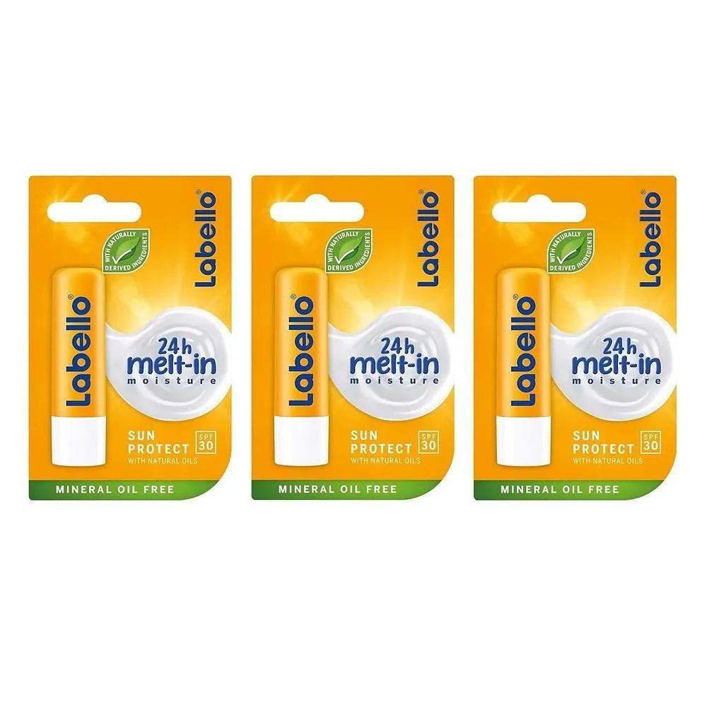 Бальзам для губ Labello 3 шт. Защита от солнца Labello Sun Protect 30 SPF 3 шт.