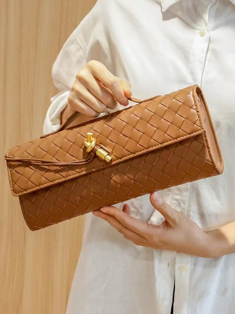 Новая плетеная сумка ручной работы, длинная сумка для ужина из коровьей кожи, высококачественная горизонтальная сумка-багет