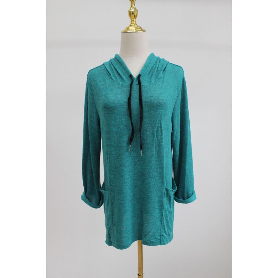 Spring Autumn Women's Hooded Solid Color Loose Long T-shirt Irregular Long Sleeve Pocket Pullover Top