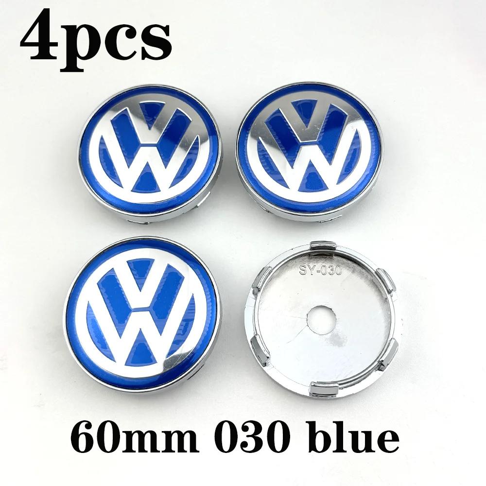 2026 Hot Cache-moyeux De Roue De Voiture 4pcs 60mm Avec Emblème Pour Volkswagen VW Polo Golf-4 5 6 7 MK5 CC Tiguan Passat MK6 MK7 Acc zs4