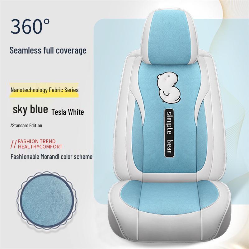 Car Seat Cushion - Universal Leather Cartoon Design for Emgrand Binrui, Xingrui, Vision, Boyue, Haoyue (5-Seater)