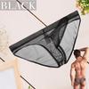 La Transparent Sexy Underwear Micro Mesh Pants Lingerie Elephant Briefs [Heureux Joie] Men's See-Through Men's (2XL, BLACK)