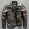 Uncoated Vintage Japanese First Layer Goatskin Full Plant Tanned Garment Heavy Wash Men's Leather Leather Shirt Slim