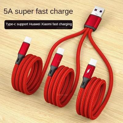 3 в 1 USB-кабель для зарядки 3 Type-C 3 Micro USB-разветвитель шнур быстрая зарядка 5A для мобильного телефона Power Bank зарядка вместе 1,2 м