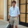 Tommy Hilfiger Удобная льняная повседневная рубашка в полоску с длинным рукавом для пляжного отдыха Мужские рубашки MW0MW42400