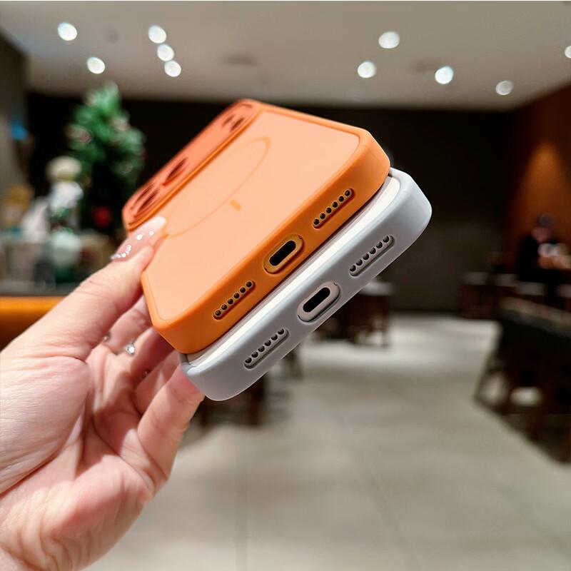 Sihuan Ke Magnetic Wireless Charging Matte Texture Case for iPhone 17 Pro Max - Dual-tone Orange