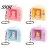Portable Travel Lighting Rotating Animal TV Keychain, Funny Retro Television Shaped Keychain with Daily Accessory for Teens LED Light, Cartoon Keyring