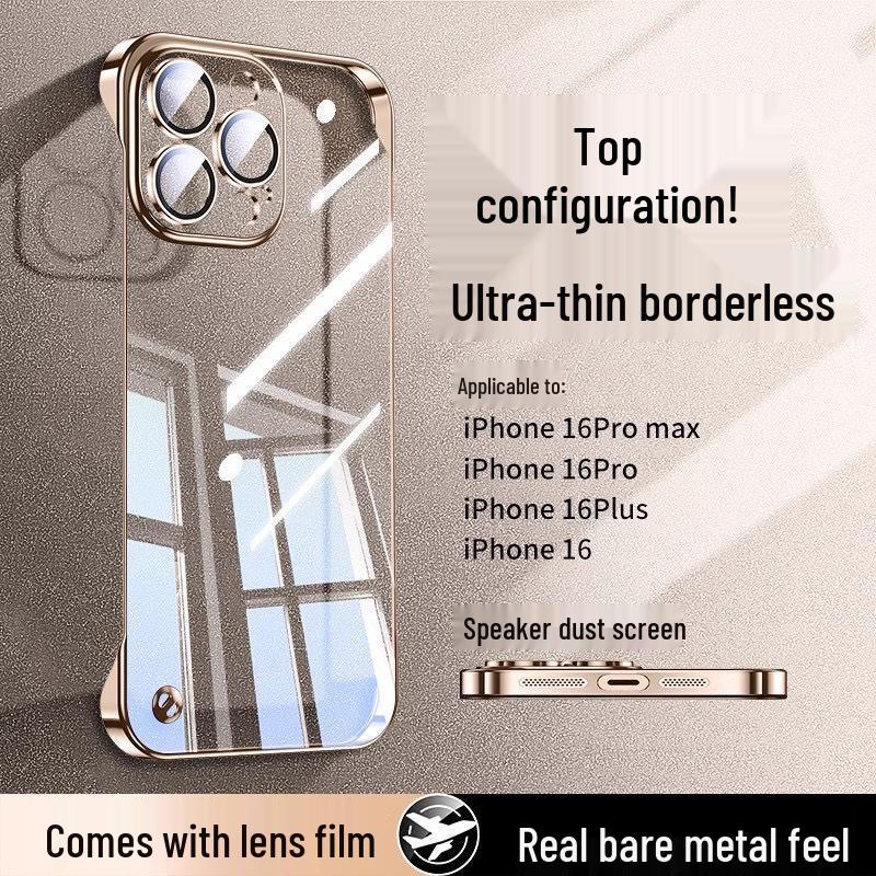Ультратонкий прозрачный защитный чехол-накладка для iPhone17 - ПК, без рамки, с гальваническим покрытием, совместимый с Apple 14