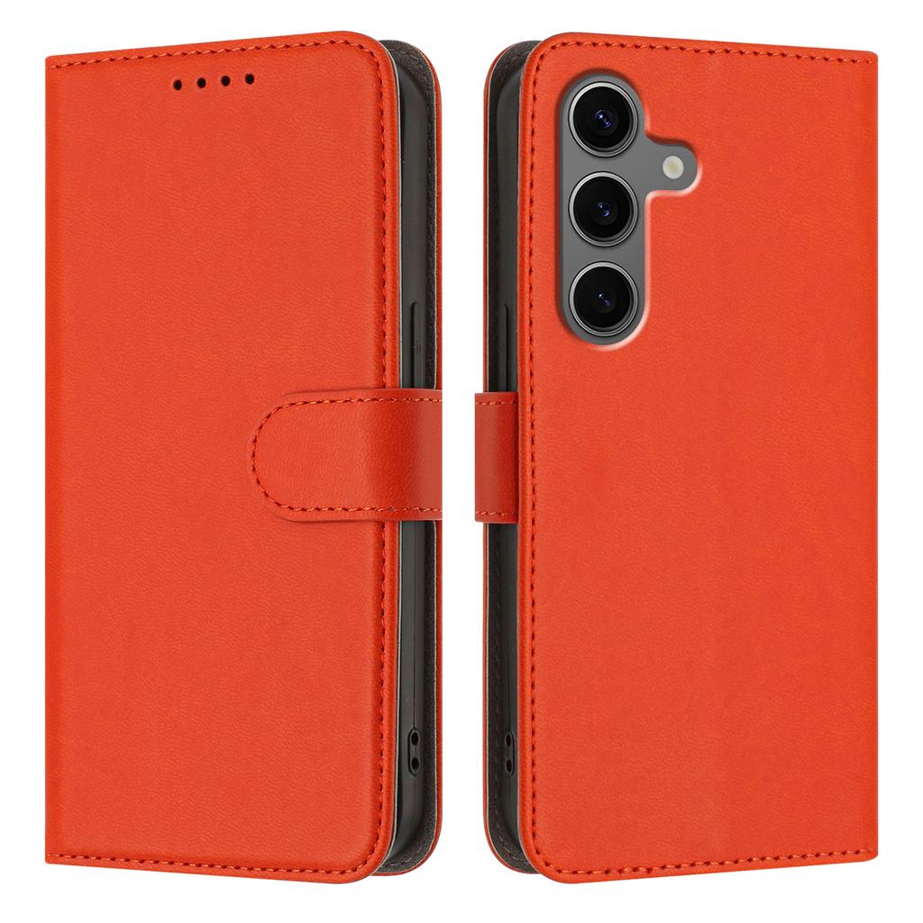 For Samsung Galaxy S25+/Galaxy S24+ Leather Case Solid Color Phone Cover with Wallet
