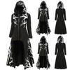 Men's Printed Hooded Long Sleeve Cape Irregular Hem Jacket