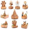D2 Carousel Musical Box Wooden Music Box Wood Crafts Retro Birthday Gift Vintage Home Decoration Valentine's Day Gift Girlfriend