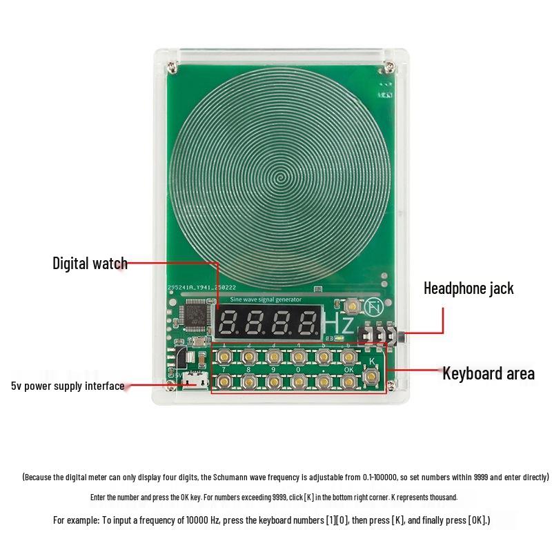 Adjustable Frequency Schumann Wave Generator: 0.01-100000 Sine Wave Signal Interface