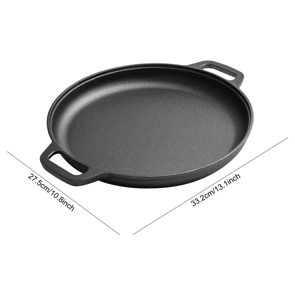 Cast Iron Round Griddle For Crepes And Pizza Non-Stick BBQ Camping Fry Pan Steak Pork Chicken Cooking Pot Kitchen Cooking Pot