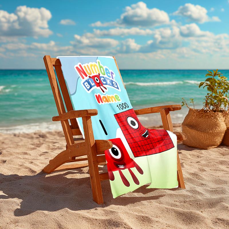 Personalized customized proof beach towel with Numberblocks pattern - soft, absorbent,quick-drying,perfect swimming,camping&bathing