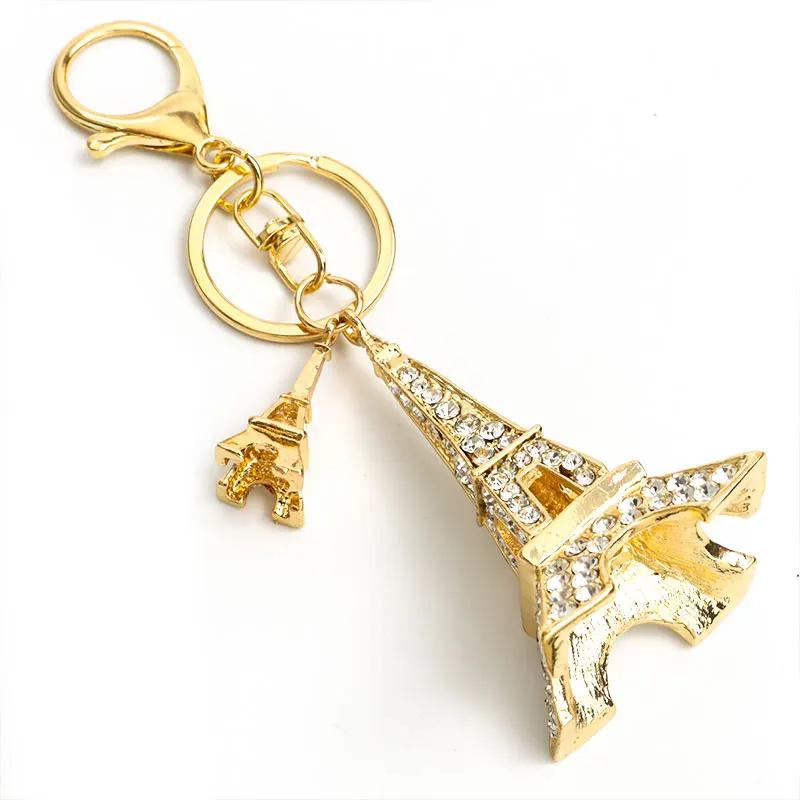 Refined Eiffel Tower Styling Rhinestones Keychain Keys Bag Trendy Pendant Car Interior Alloy Key Ring Paris Tour Gift Souvenir