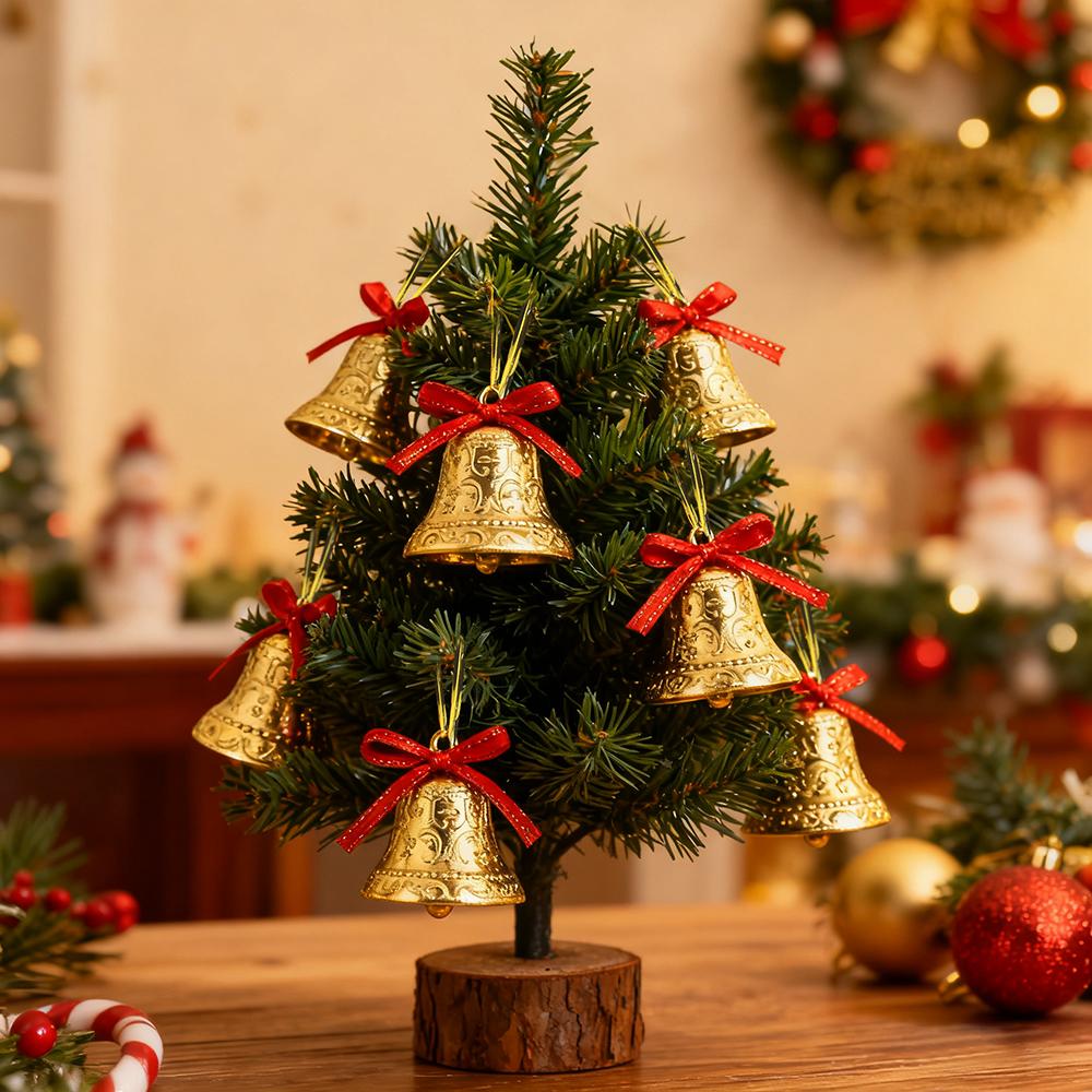12Pcs 3.5CM Gold Bell Hanging Christmas Tree Decoration Pendant for Home Decor Party Supplies Ornament New Year 2025 Navidad