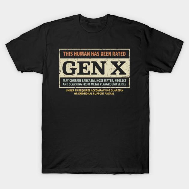 Asian Size Men Black Print T-shirt Rated Gen X No-Cut Heat Transfer Print Cotton Tshirt